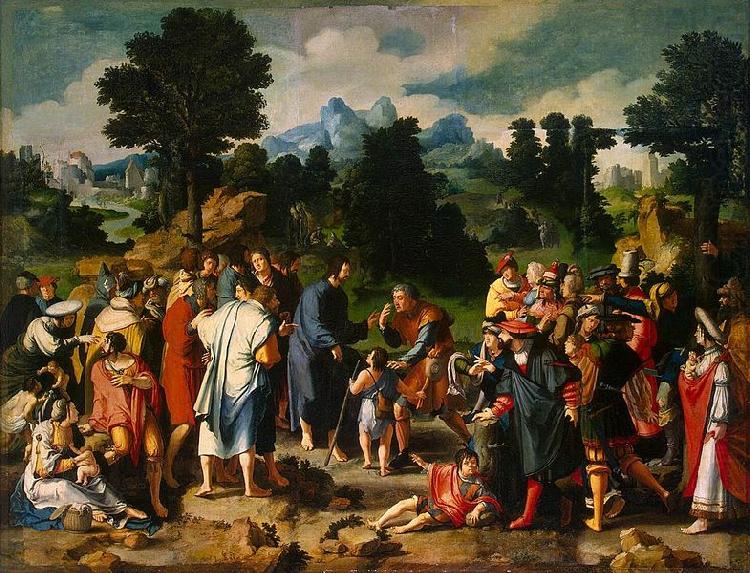 Healing of blind man of Jericho, Lucas van Leyden